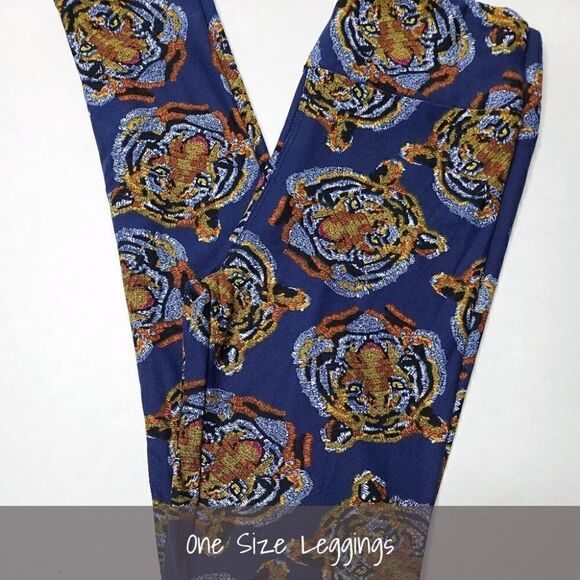 LuLaRoe OS Leggings Tigers Blue NEW - Picture 1 of 1